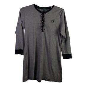Lauren Ralph Lauren Women's XL Black & White Stripe Pajama Shirt